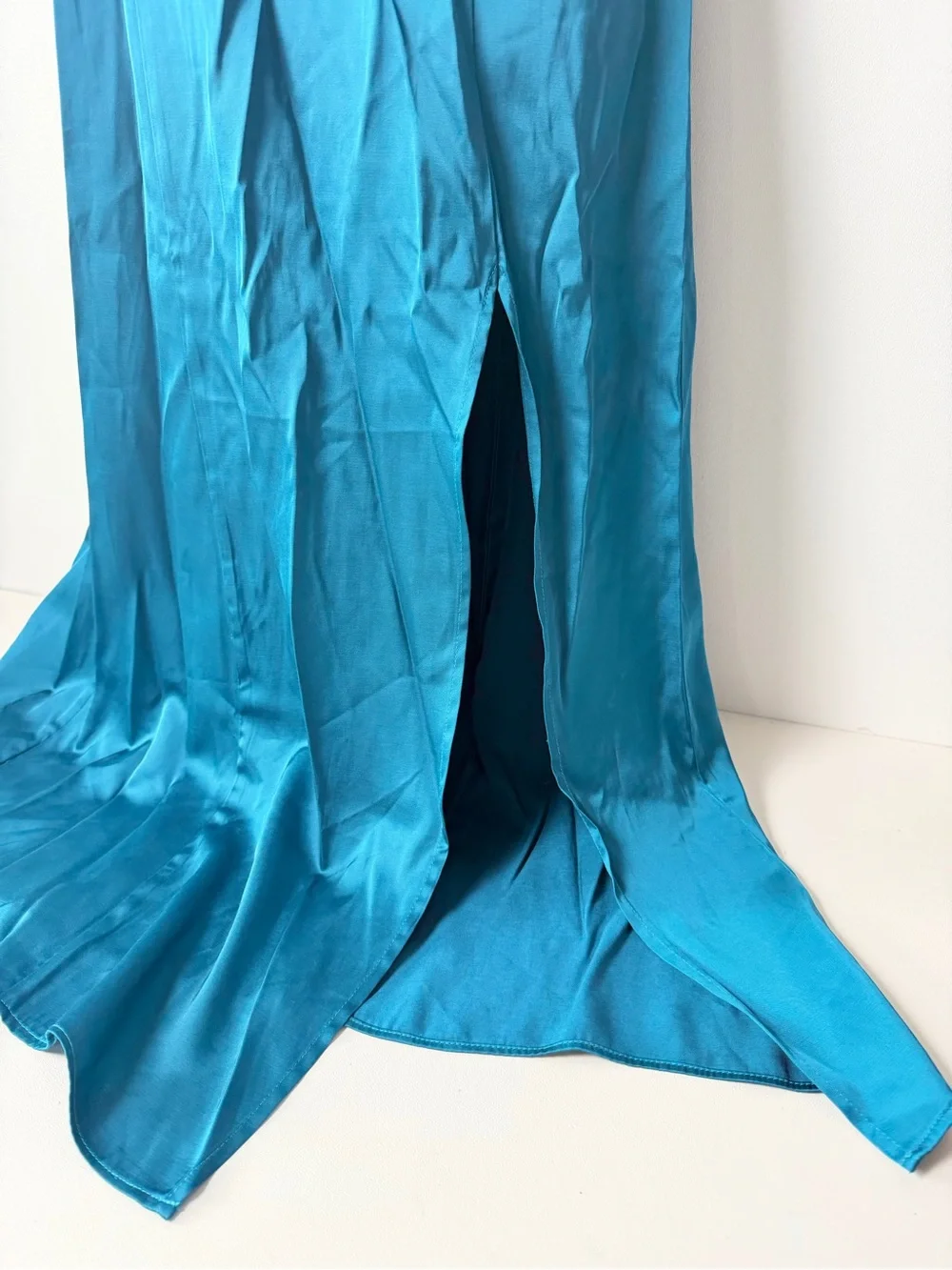 Abercrombie & Fitch Camille High Slit Maxi A-Line Dress Teal Women's Size XS/S